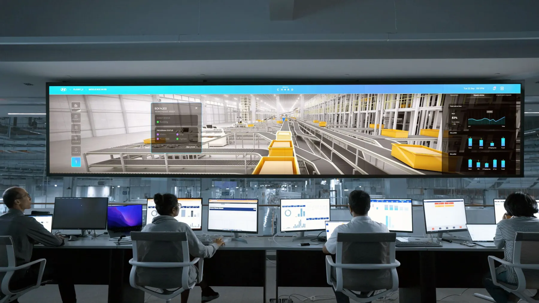 Operators working in a modern industrial control center